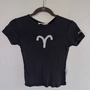 Free People Aries Top Womens XS Horoscope Crop Baby Tee The Laundry Room NEW